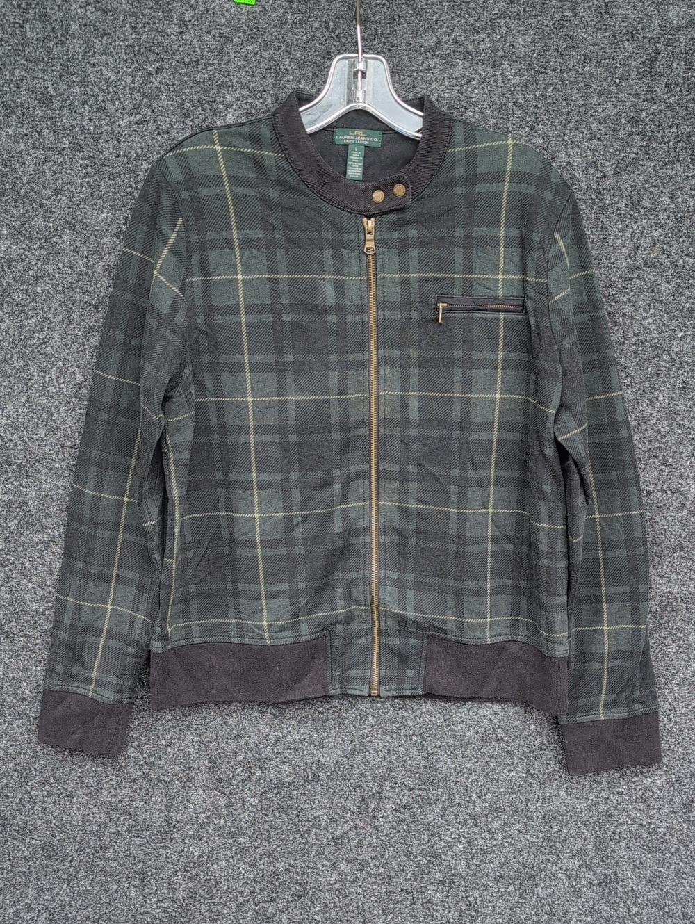 Kids Green Plaid Zip-Up Jacket